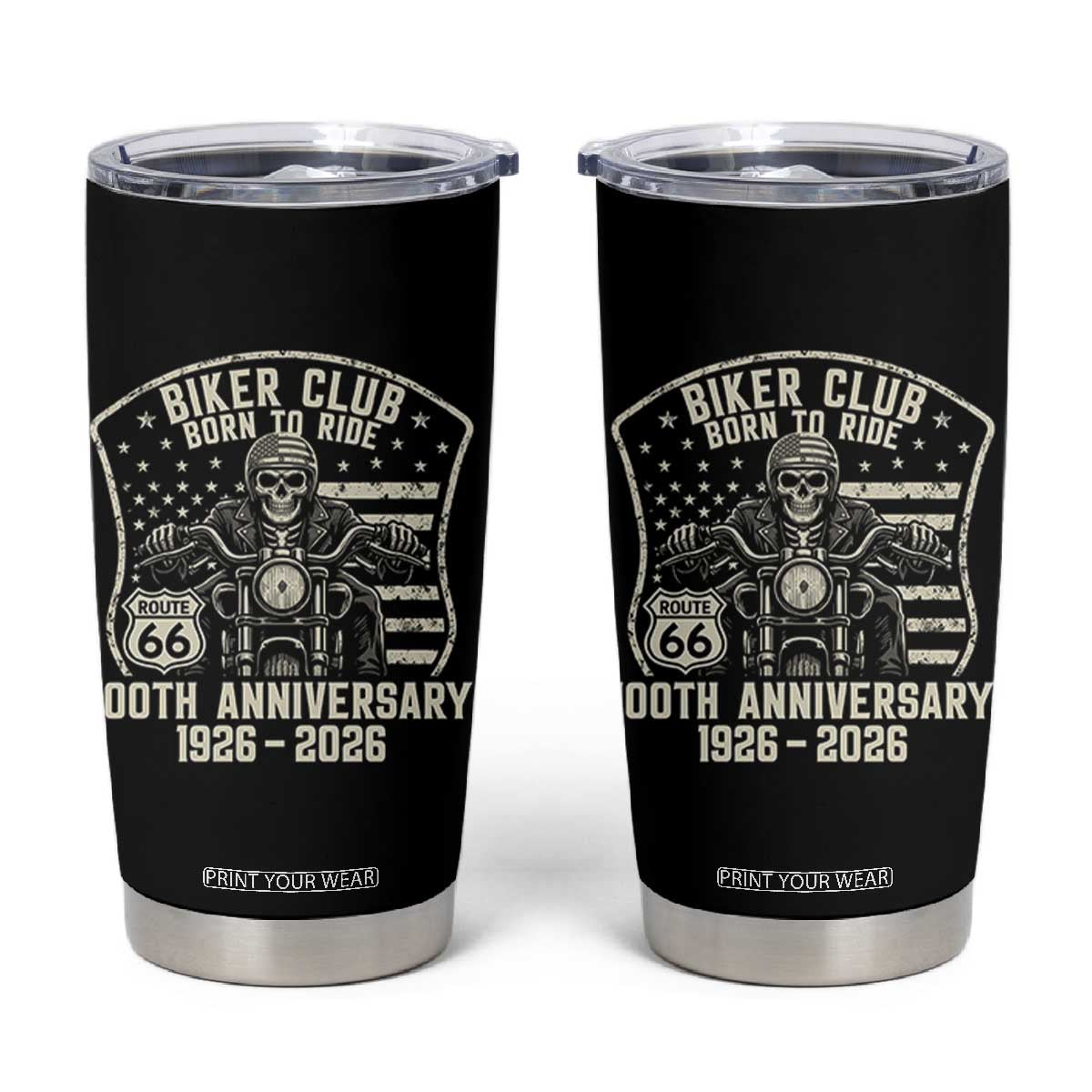 Vintage Biker Club Born To Ride Tumbler Cup 100th Anniversary Mother Road TS12 Black Print Your Wear