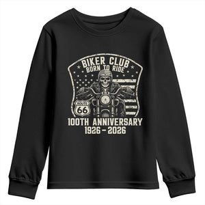 Vintage Biker Club Born To Ride Youth Sweatshirt 100th Anniversary Mother Road TS12 Black Print Your Wear