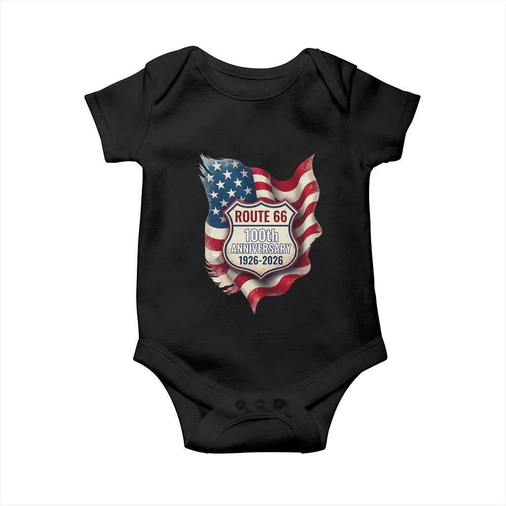 Route Highway 66 Centennial Baby Onesie Vintage American Flag Patriotic Gift TS12 Black Print Your Wear