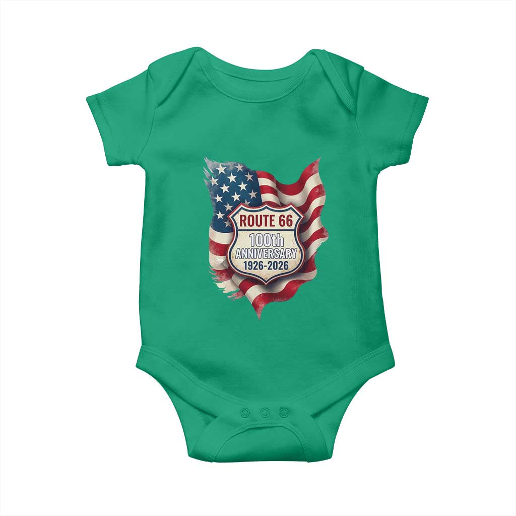 Route Highway 66 Centennial Baby Onesie Vintage American Flag Patriotic Gift TS12 Irish Green Print Your Wear