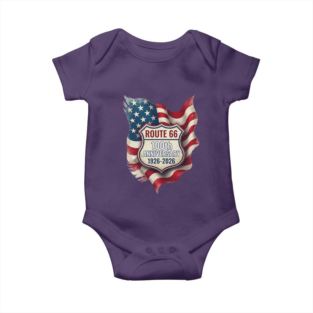 Route Highway 66 Centennial Baby Onesie Vintage American Flag Patriotic Gift TS12 Purple Print Your Wear