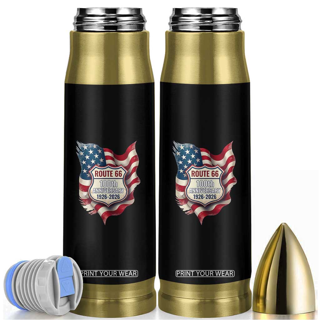 Route Highway 66 Centennial Bullet Tumbler Vintage American Flag Patriotic Gift TS12 Black Print Your Wear