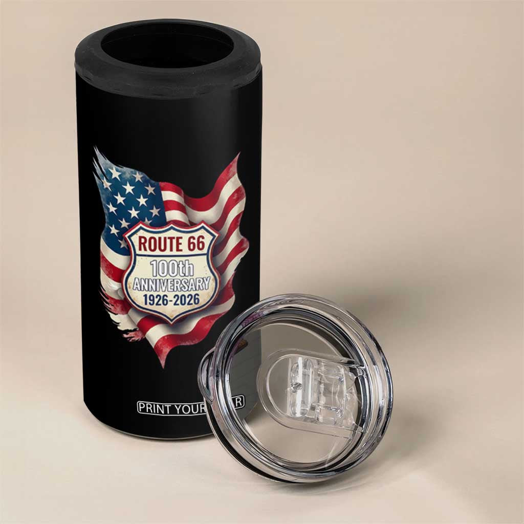 Route Highway 66 Centennial 4 in 1 Can Cooler Tumbler Vintage American Flag Patriotic Gift TS12 Print Your Wear