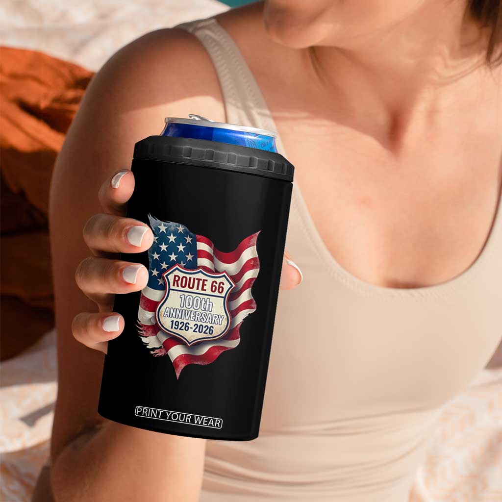 Route Highway 66 Centennial 4 in 1 Can Cooler Tumbler Vintage American Flag Patriotic Gift TS12 Print Your Wear