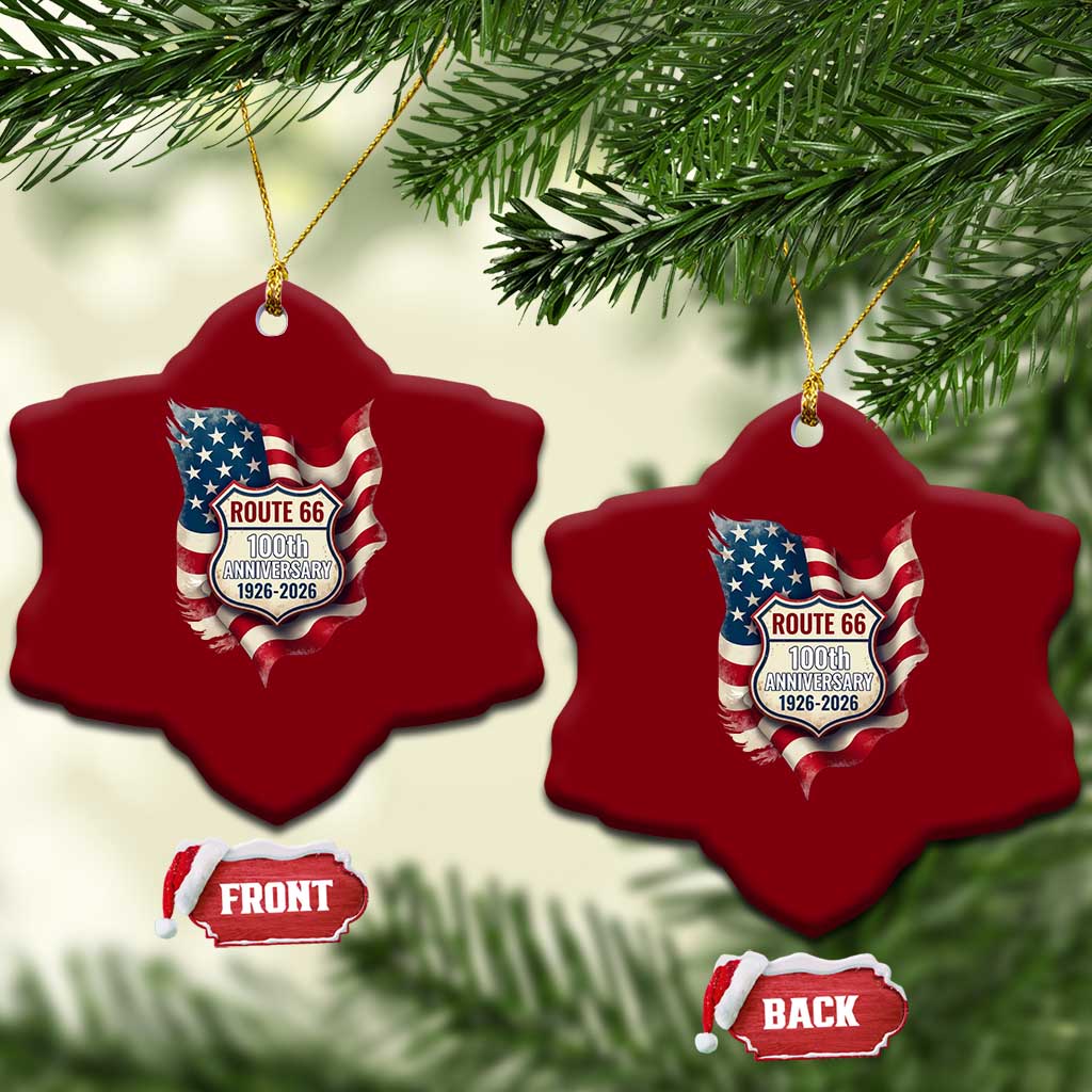 Route Highway 66 Centennial Ceramic Ornament Vintage American Flag Patriotic Gift TS12 Print Your Wear