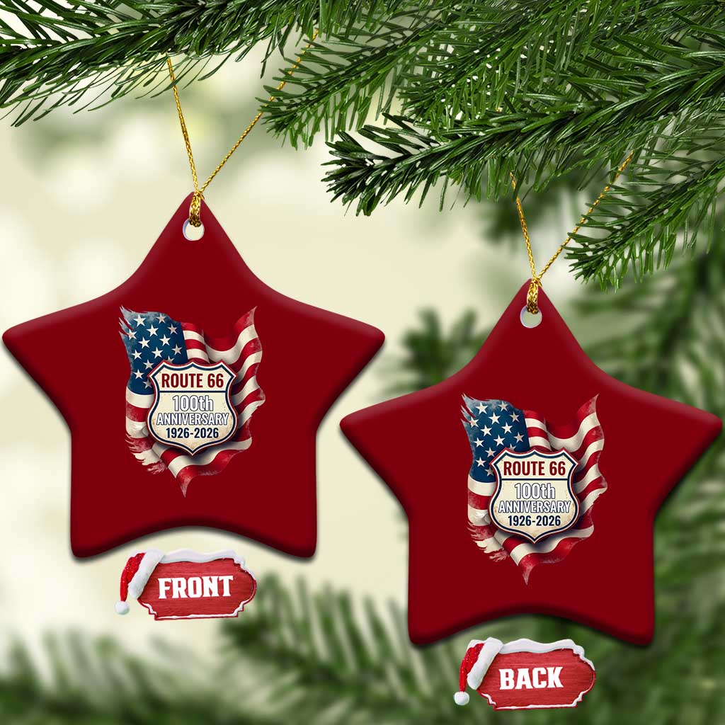 Route Highway 66 Centennial Ceramic Ornament Vintage American Flag Patriotic Gift TS12 Print Your Wear