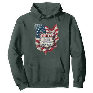 Route Highway 66 Centennial Hoodie Vintage American Flag Patriotic Gift TS12 Dark Forest Green Print Your Wear
