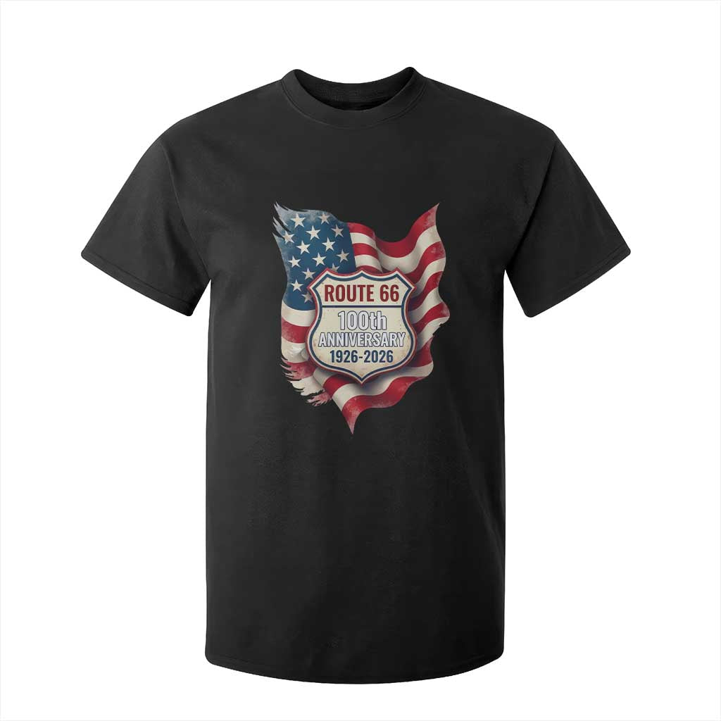 Route Highway 66 Centennial T Shirt For Kid Vintage American Flag Patriotic Gift TS12 Black Print Your Wear