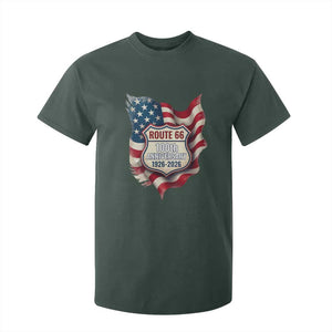 Route Highway 66 Centennial T Shirt For Kid Vintage American Flag Patriotic Gift TS12 Dark Forest Green Print Your Wear
