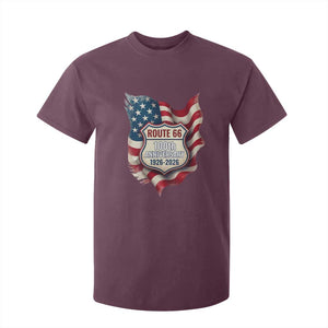 Route Highway 66 Centennial T Shirt For Kid Vintage American Flag Patriotic Gift TS12 Maroon Print Your Wear