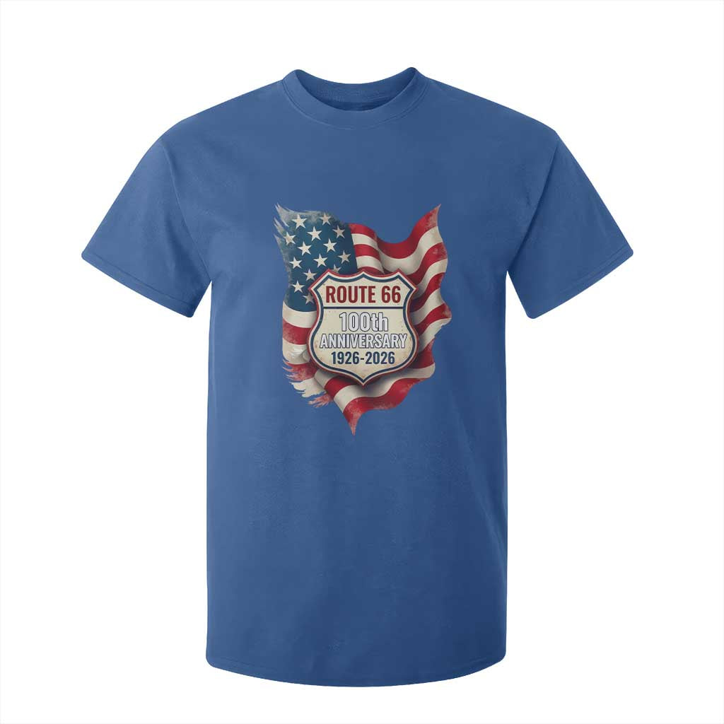 Route Highway 66 Centennial T Shirt For Kid Vintage American Flag Patriotic Gift TS12 Royal Blue Print Your Wear