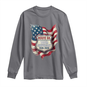 Route Highway 66 Centennial Long Sleeve Shirt Vintage American Flag Patriotic Gift TS12 Charcoal Print Your Wear