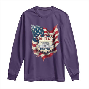 Route Highway 66 Centennial Long Sleeve Shirt Vintage American Flag Patriotic Gift TS12 Purple Print Your Wear
