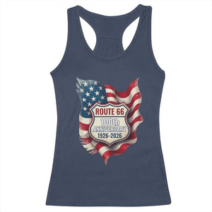 Route Highway 66 Centennial Racerback Tank Top Vintage American Flag Patriotic Gift TS12 Navy Print Your Wear