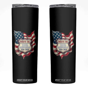 Route Highway 66 Centennial Skinny Tumbler Vintage American Flag Patriotic Gift TS12 Black Print Your Wear