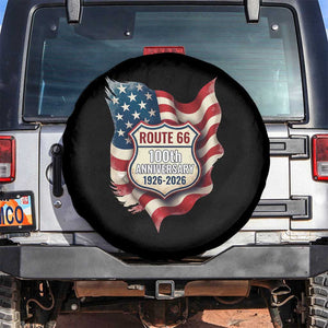 Route Highway 66 Centennial Spare Tire Cover Vintage American Flag Patriotic Gift TS12 No hole Black Print Your Wear