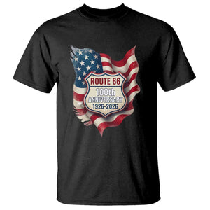 Route Highway 66 Centennial T Shirt Vintage American Flag Patriotic Gift TS12 Black Print Your Wear