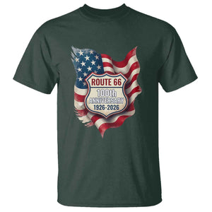 Route Highway 66 Centennial T Shirt Vintage American Flag Patriotic Gift TS12 Dark Forest Green Print Your Wear