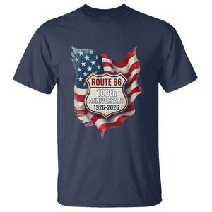 Route Highway 66 Centennial T Shirt Vintage American Flag Patriotic Gift TS12 Navy Print Your Wear