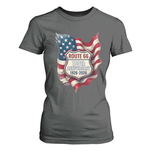 Route Highway 66 Centennial T Shirt For Women Vintage American Flag Patriotic Gift TS12 Dark Heather Print Your Wear