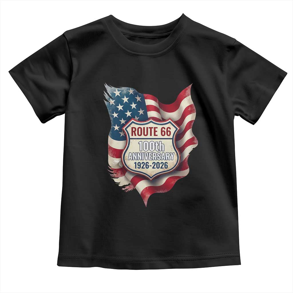 Route Highway 66 Centennial Toddler T Shirt Vintage American Flag Patriotic Gift TS12 Black Print Your Wear