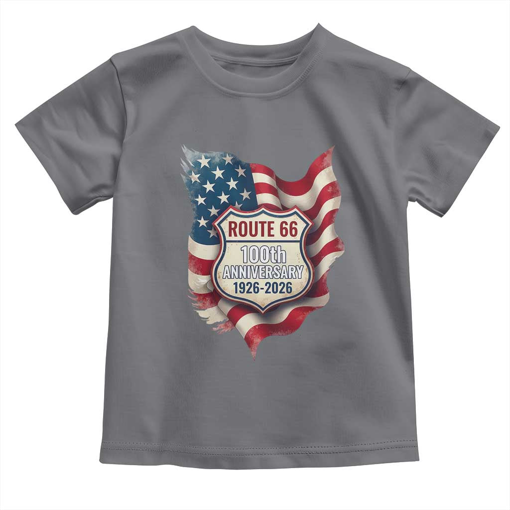 Route Highway 66 Centennial Toddler T Shirt Vintage American Flag Patriotic Gift TS12 Charcoal Print Your Wear