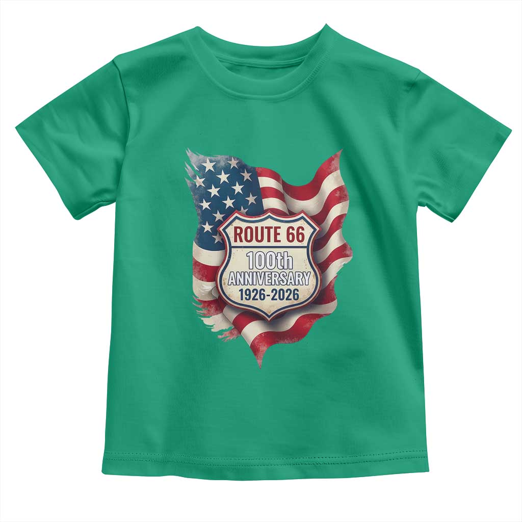 Route Highway 66 Centennial Toddler T Shirt Vintage American Flag Patriotic Gift TS12 Irish Green Print Your Wear