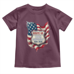 Route Highway 66 Centennial Toddler T Shirt Vintage American Flag Patriotic Gift TS12 Maroon Print Your Wear