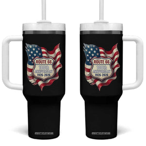 Route Highway 66 Centennial Tumbler With Handle Vintage American Flag Patriotic Gift TS12 One Size: 40 oz Black Print Your Wear