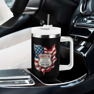 Route Highway 66 Centennial Tumbler With Handle Vintage American Flag Patriotic Gift TS12 Print Your Wear