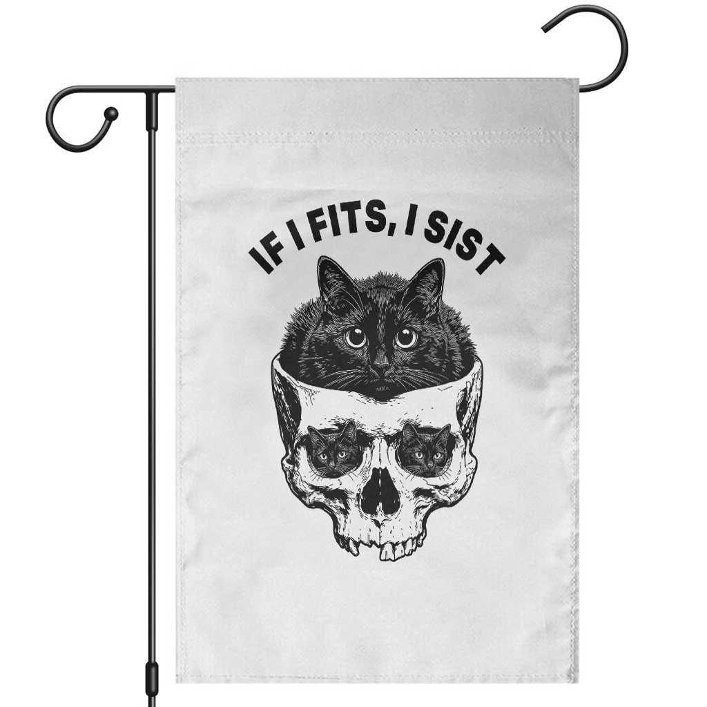 If I Fits I Sits Black Cat Skull Garden Flag Gothic Dark Humor Gift TS12 White Print Your Wear