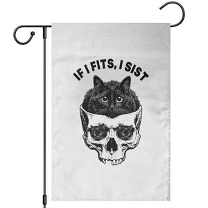 If I Fits I Sits Black Cat Skull Garden Flag Gothic Dark Humor Gift TS12 White Print Your Wear