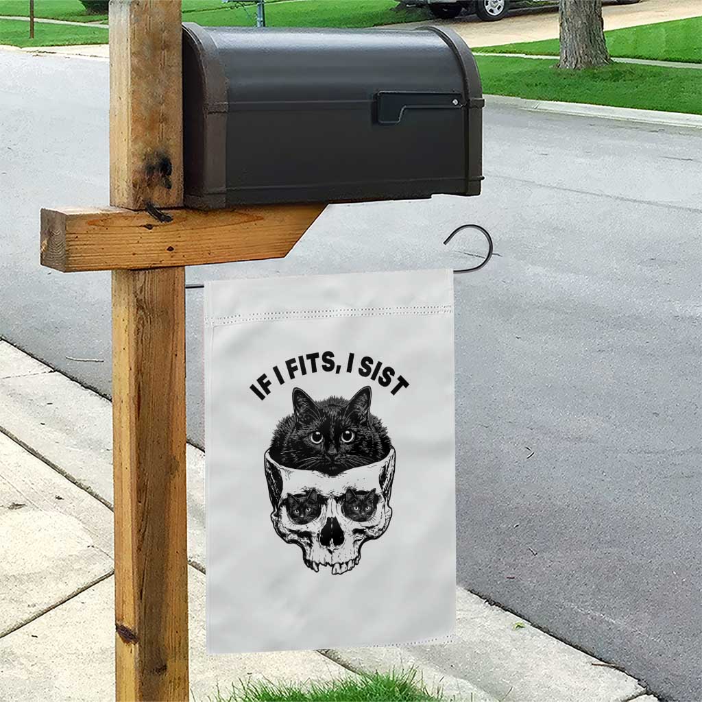 If I Fits I Sits Black Cat Skull Garden Flag Gothic Dark Humor Gift TS12 Print Your Wear