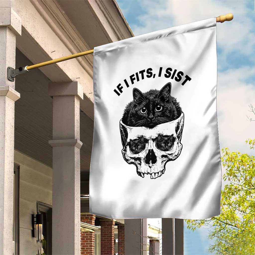 If I Fits I Sits Black Cat Skull Garden Flag Gothic Dark Humor Gift TS12 Print Your Wear