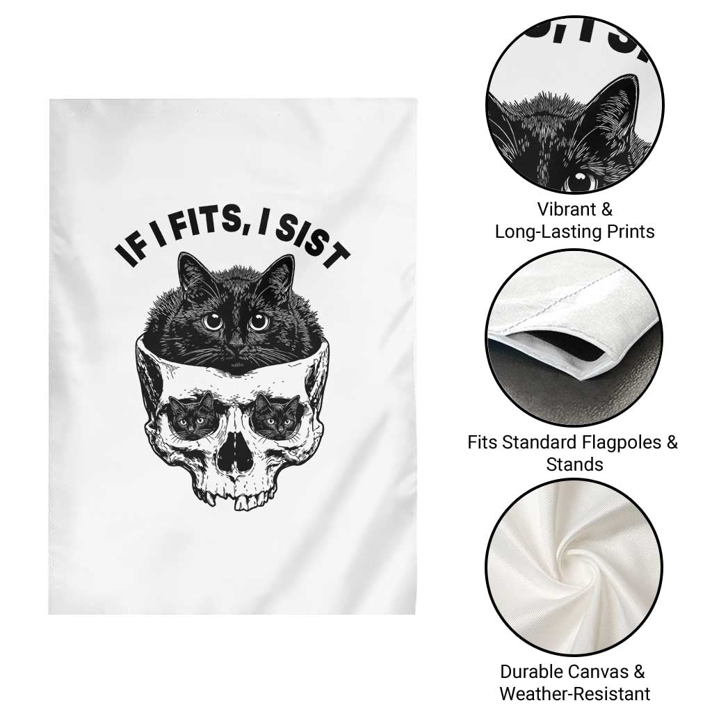 If I Fits I Sits Black Cat Skull Garden Flag Gothic Dark Humor Gift TS12 Print Your Wear