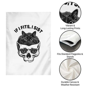 If I Fits I Sits Black Cat Skull Garden Flag Gothic Dark Humor Gift TS12 Print Your Wear