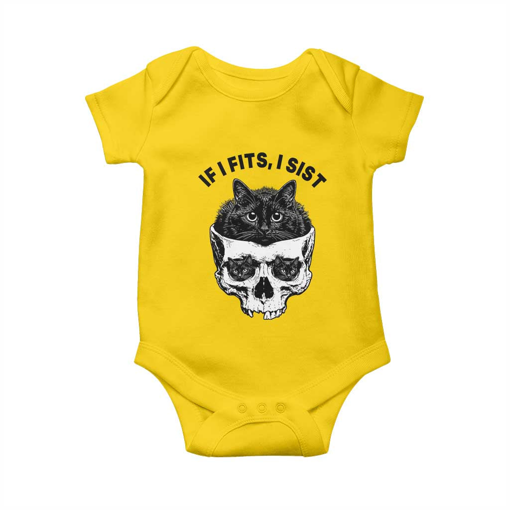 If I Fits I Sits Black Cat Skull Baby Onesie Gothic Dark Humor Gift TS12 Daisy Print Your Wear