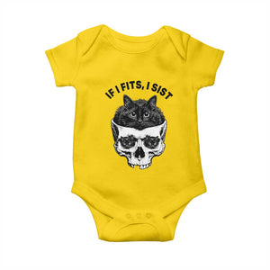 If I Fits I Sits Black Cat Skull Baby Onesie Gothic Dark Humor Gift TS12 Daisy Print Your Wear