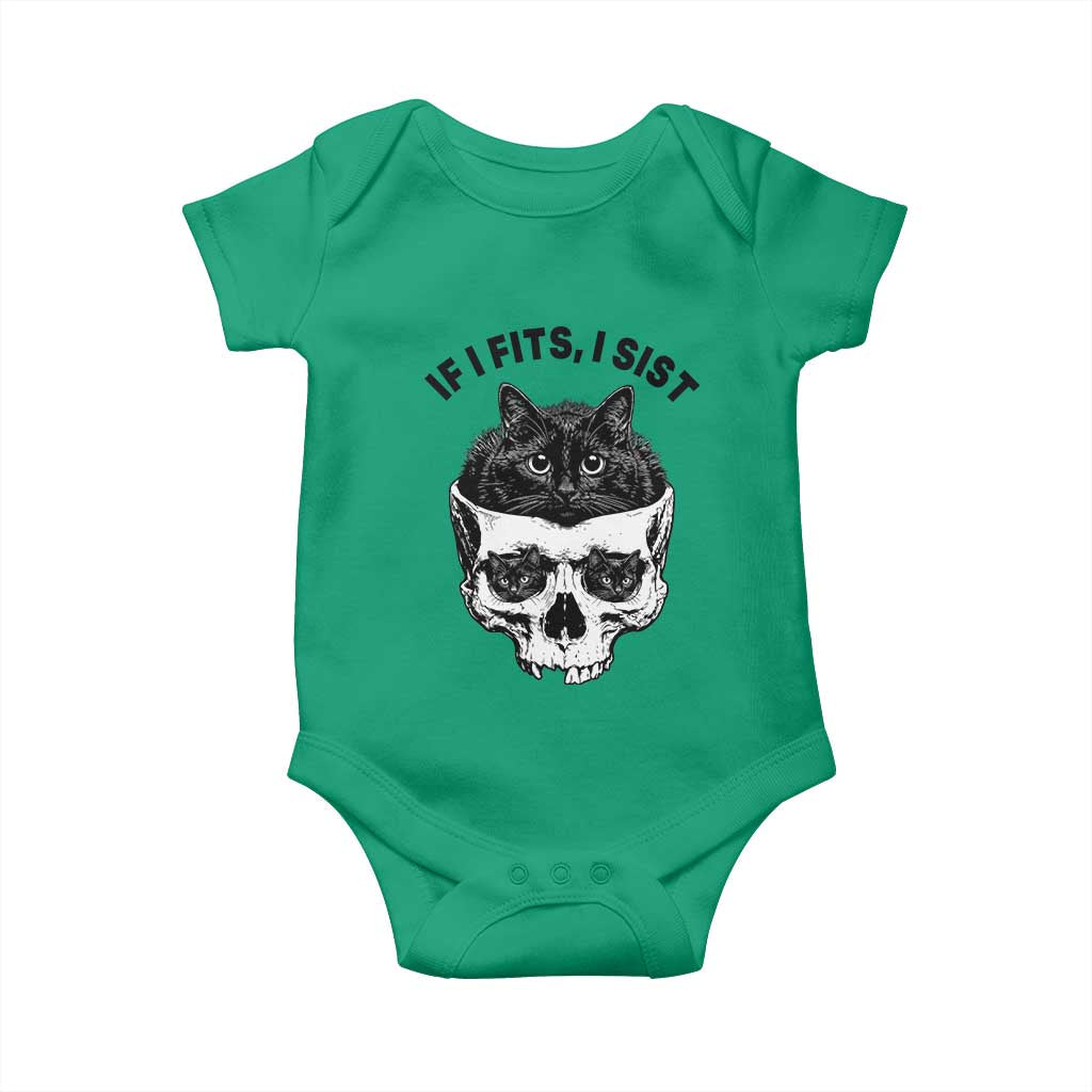 If I Fits I Sits Black Cat Skull Baby Onesie Gothic Dark Humor Gift TS12 Irish Green Print Your Wear
