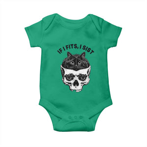 If I Fits I Sits Black Cat Skull Baby Onesie Gothic Dark Humor Gift TS12 Irish Green Print Your Wear