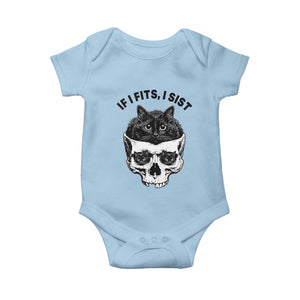 If I Fits I Sits Black Cat Skull Baby Onesie Gothic Dark Humor Gift TS12 Light Blue Print Your Wear