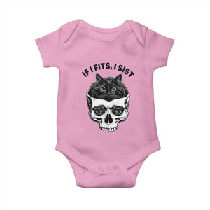 If I Fits I Sits Black Cat Skull Baby Onesie Gothic Dark Humor Gift TS12 Light Pink Print Your Wear