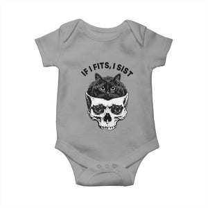 If I Fits I Sits Black Cat Skull Baby Onesie Gothic Dark Humor Gift TS12 Sport Gray Print Your Wear
