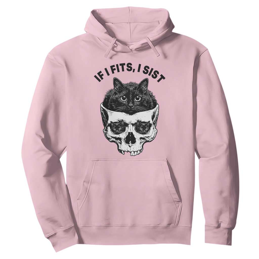 If I Fits I Sits Black Cat Skull Hoodie Gothic Dark Humor Gift TS12 Light Pink Print Your Wear