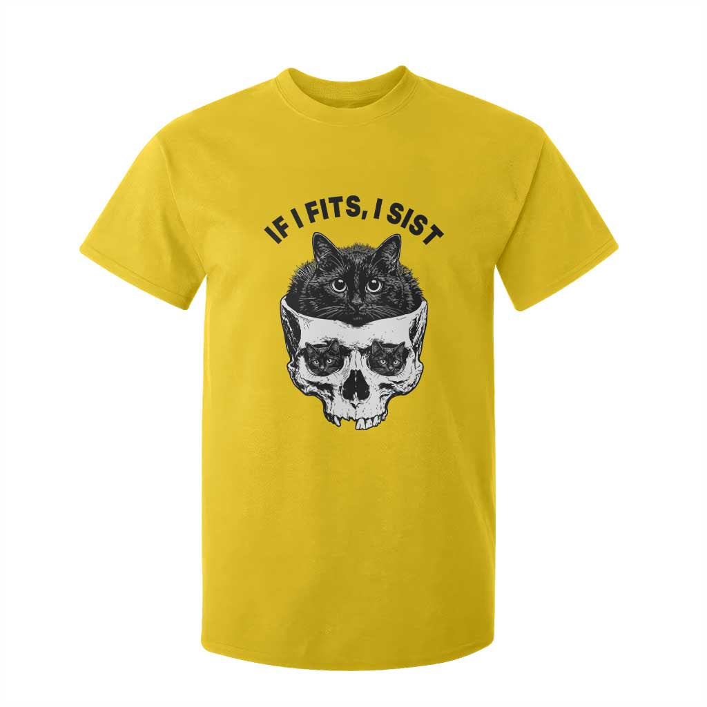 If I Fits I Sits Black Cat Skull T Shirt For Kid Gothic Dark Humor Gift TS12 Daisy Print Your Wear