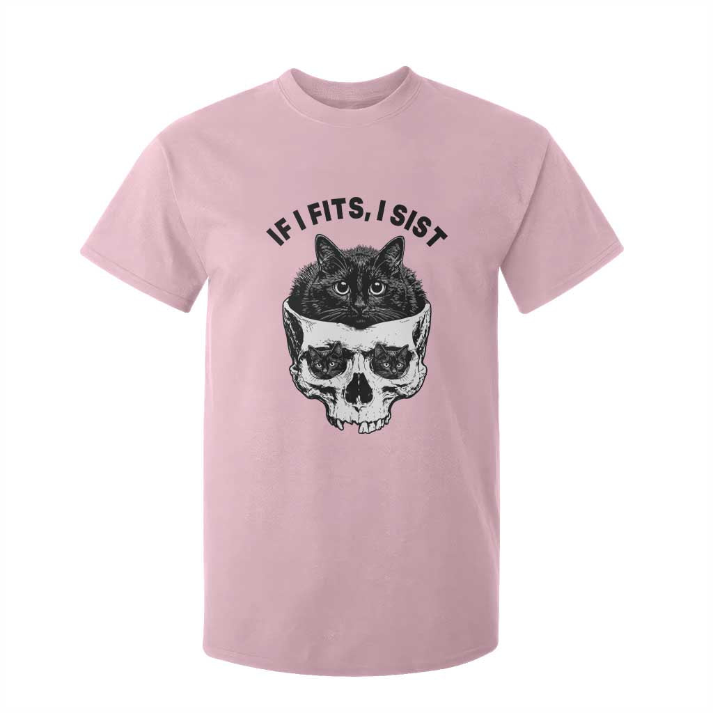 If I Fits I Sits Black Cat Skull T Shirt For Kid Gothic Dark Humor Gift TS12 Light Pink Print Your Wear