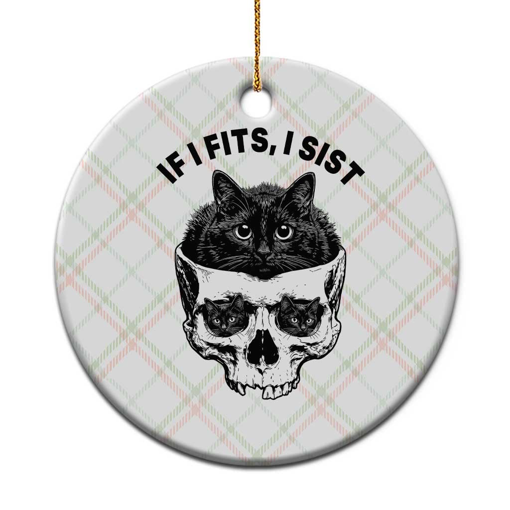 If I Fits I Sits Black Cat Skull Ceramic Ornament Gothic Dark Humor Gift TS12 1pc Christmas Plaid Print Your Wear