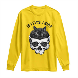 If I Fits I Sits Black Cat Skull Long Sleeve Shirt Gothic Dark Humor Gift TS12 Daisy Print Your Wear