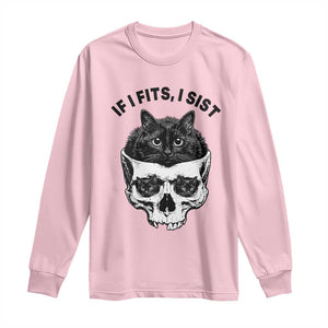If I Fits I Sits Black Cat Skull Long Sleeve Shirt Gothic Dark Humor Gift TS12 Light Pink Print Your Wear