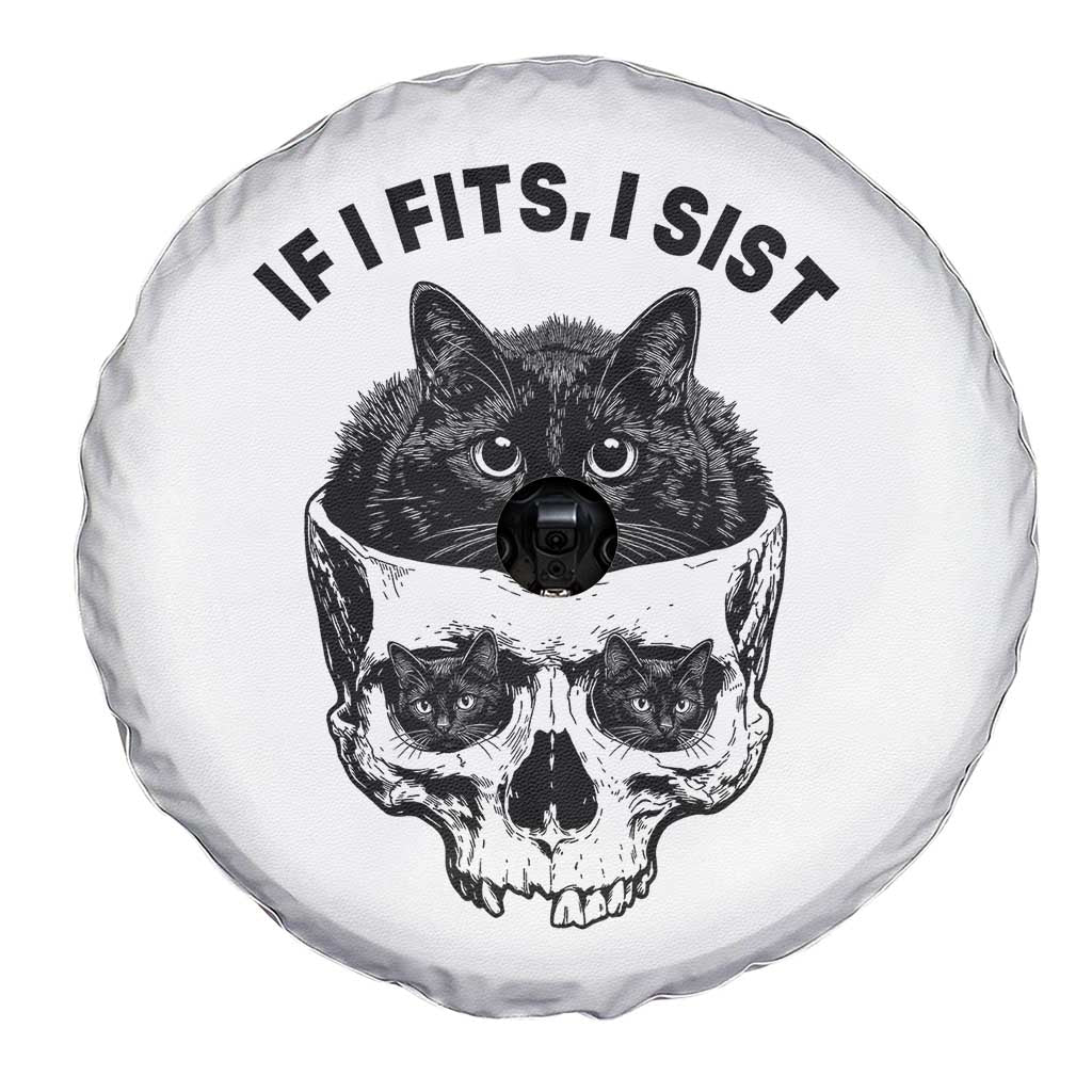 If I Fits I Sits Black Cat Skull Spare Tire Cover Gothic Dark Humor Gift TS12 Print Your Wear